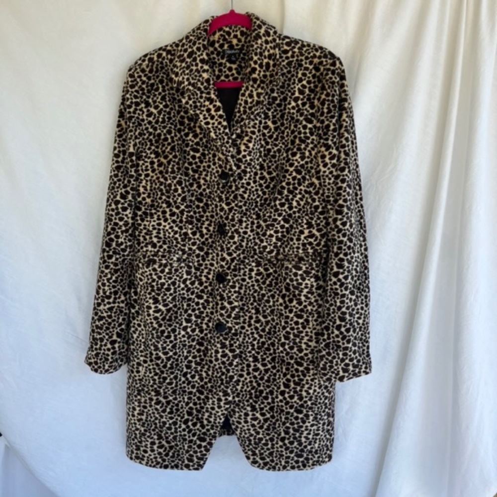 Cheetah Print Faux Fur Mid Length Coat Size 16 Relativity